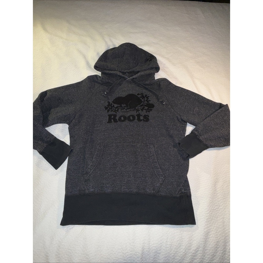 Roots Kanga Hoodie in Black Pepper Mens Size Small Canada Maple Heavy‎